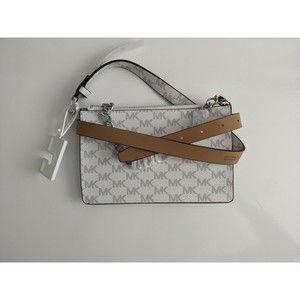 NWT Michael Kors White Belt Bag Logo with Chain Medium